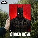 Batman (Red Background) | Glossy Metal Frame