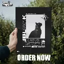 Black Cat Art | Glossy Metal Frame