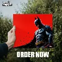 Bat-Man (Red Background) | Glossy Metal Frame