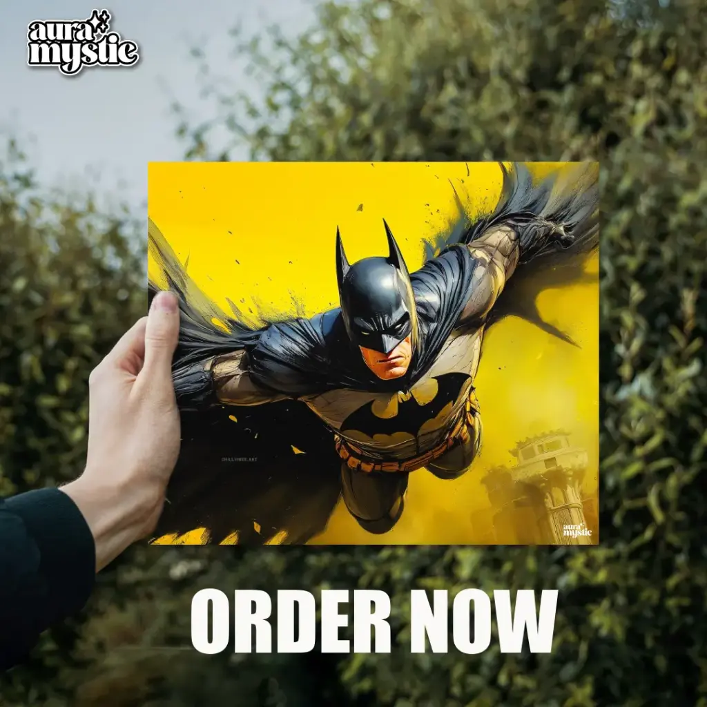 Bat-Man (Yellow Background)| Glossy Metal Frame