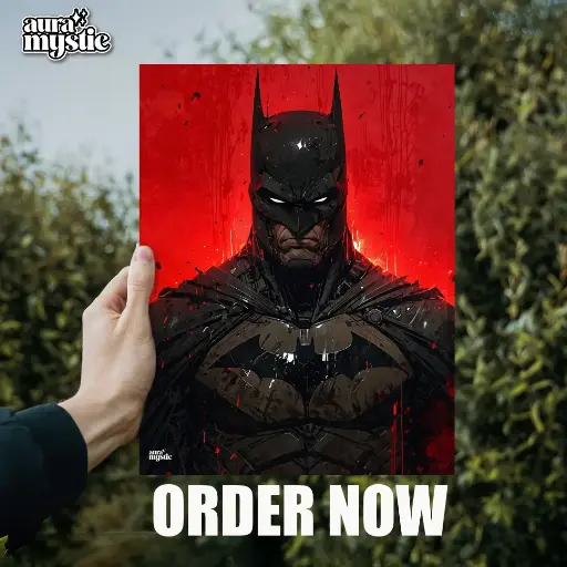 Batman (Red Background) | Glossy Metal Frame